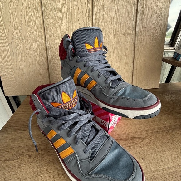 Adidas Gray and Red High-Top Athletic Shoes - Picture 3 of 12